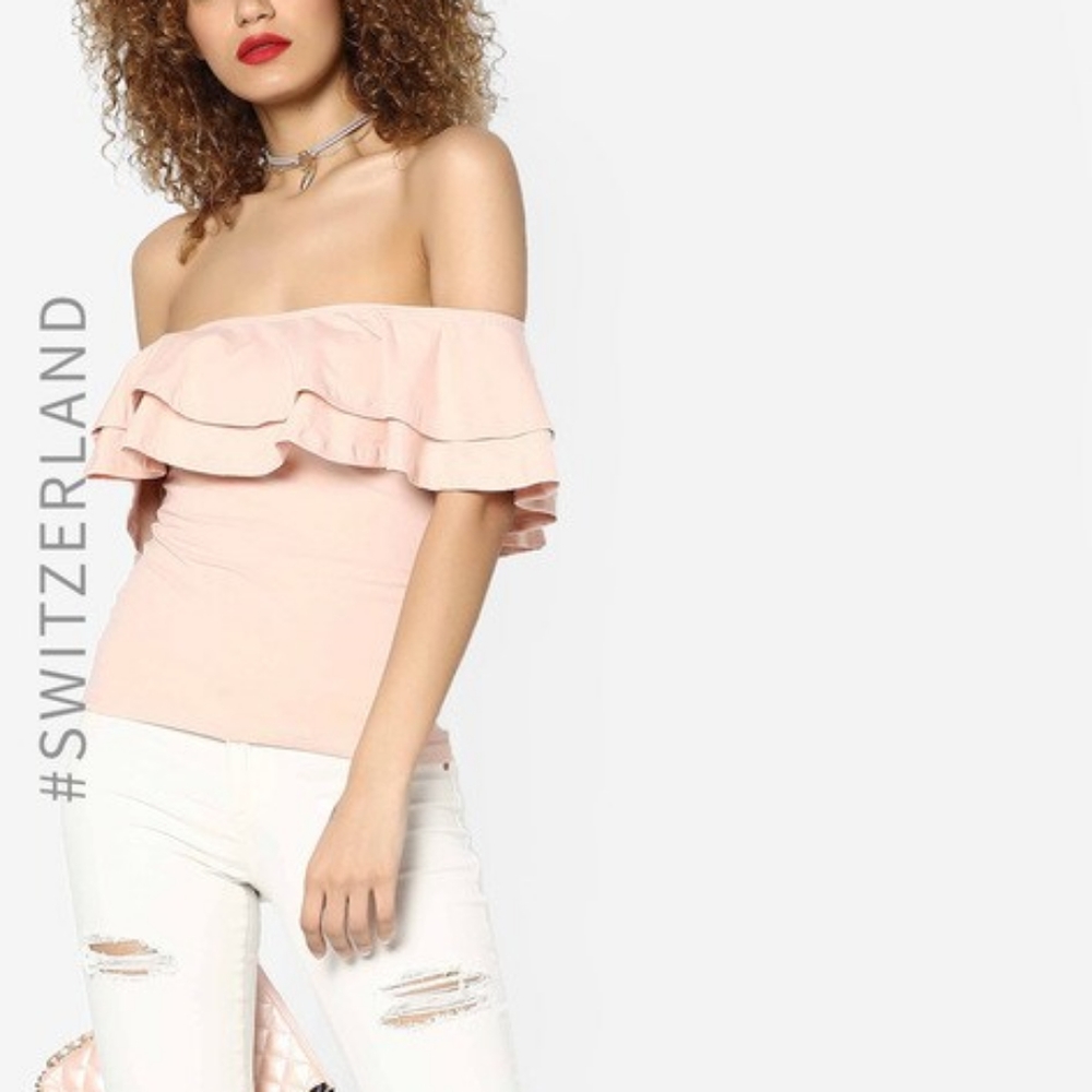Tally Weijl ruffled top, size S, dusty pink